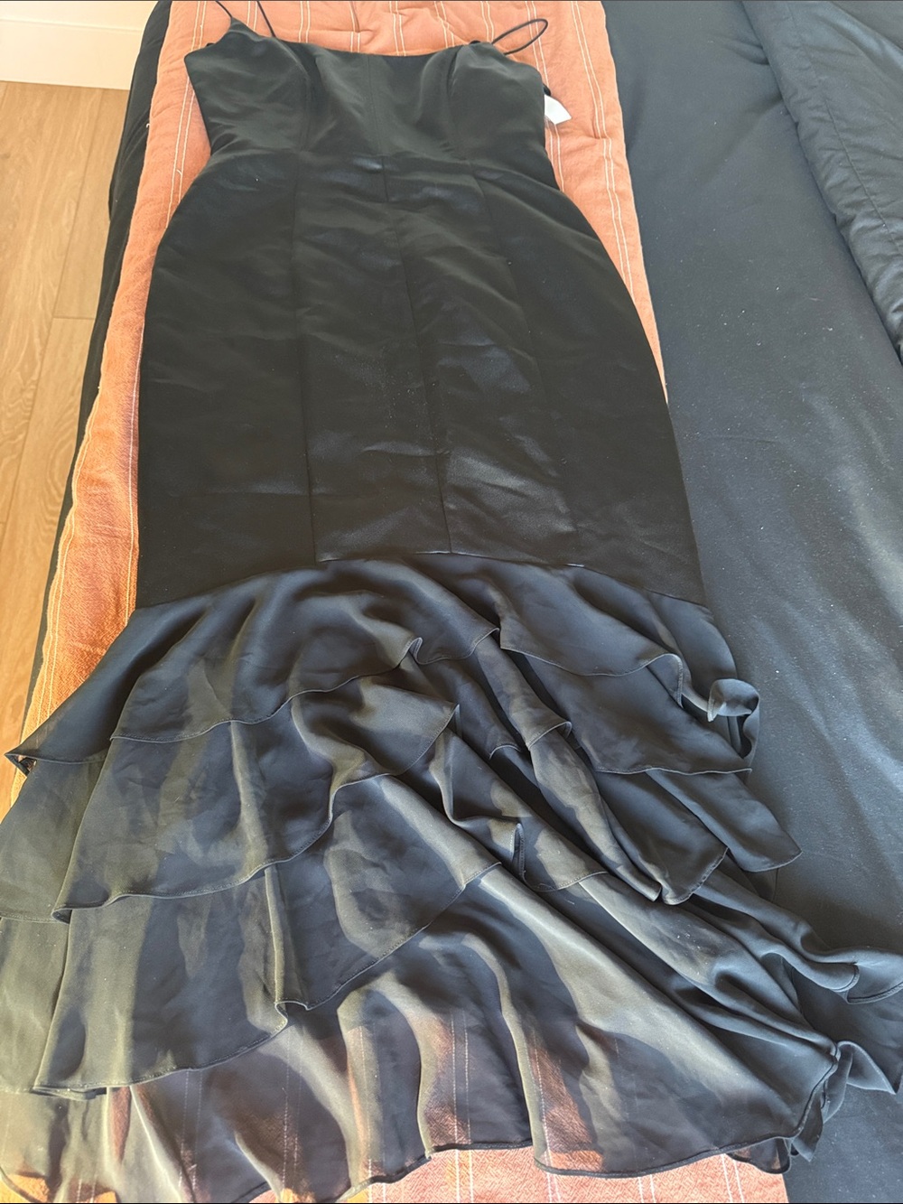 White House Black Market Black High-Low Ruffle Hem Midi Skirt